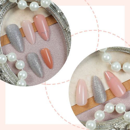 Kunstnagelset mit Herz- und Glitzer-Design Karnz