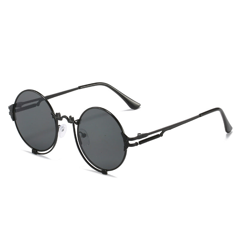 Damen stylische runde Metall-Sonnenbrille mit kunstvollem Designs Karnz
