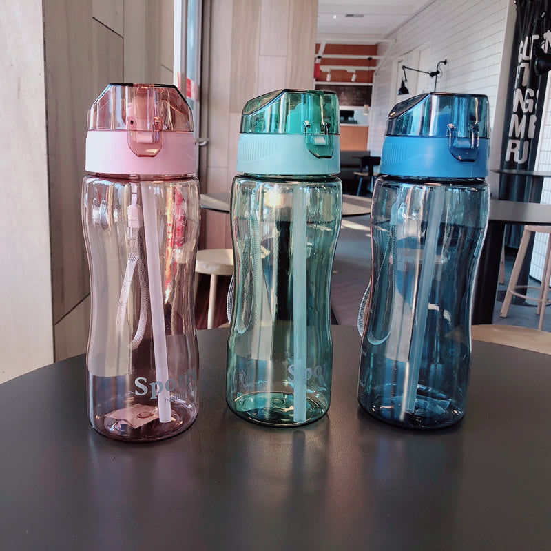 Damen Ergonomische Sporttrinkflasche mit integrierter Trinkhalmfunktion Karnz