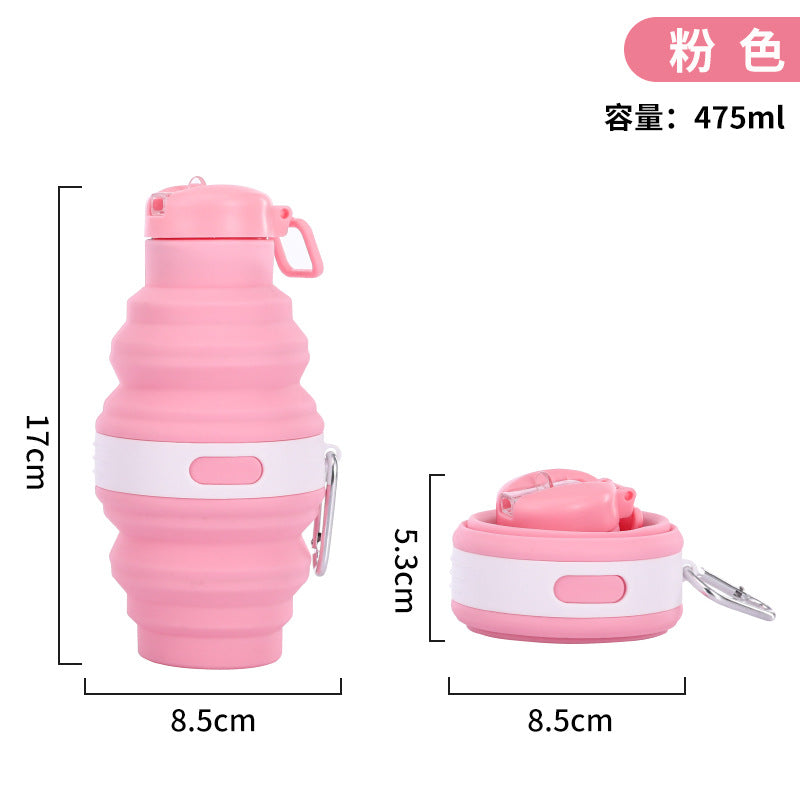 Damen faltbare Silikon Trinkflasche mit Karabiner Karnz