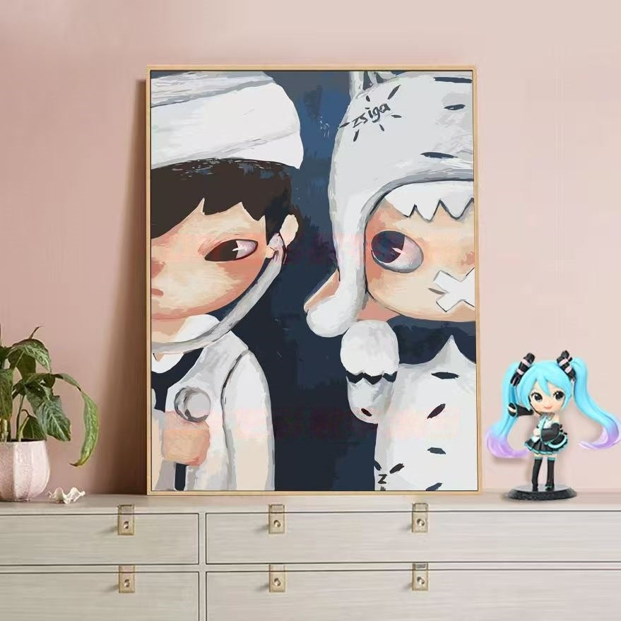 Verspielte Charakterillustration Leinwandkunst Karnz