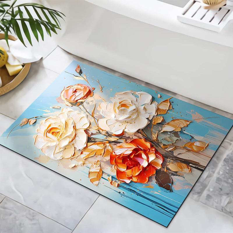 Strukturiertes florales Design Badmatte Karnz