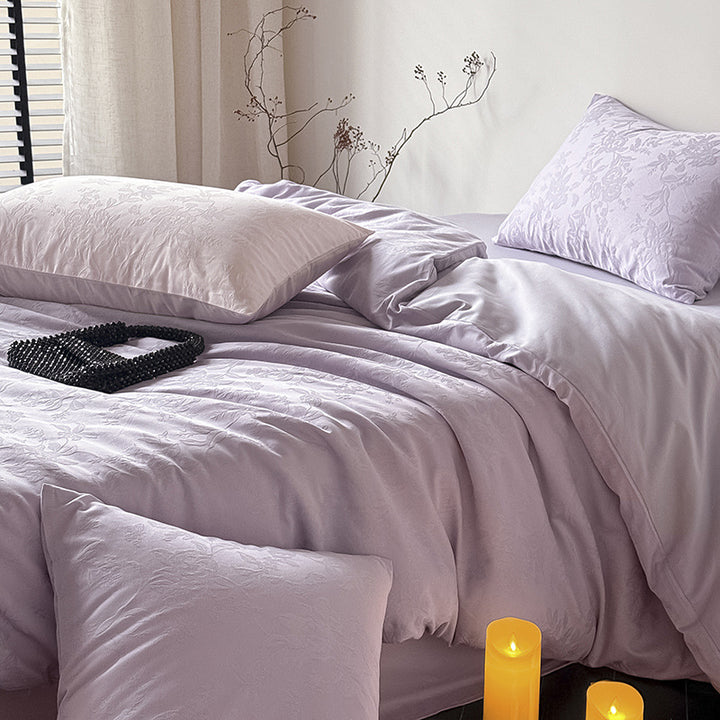 Luxus Jacquard Floral Baumwollsatin Bettbezug Set