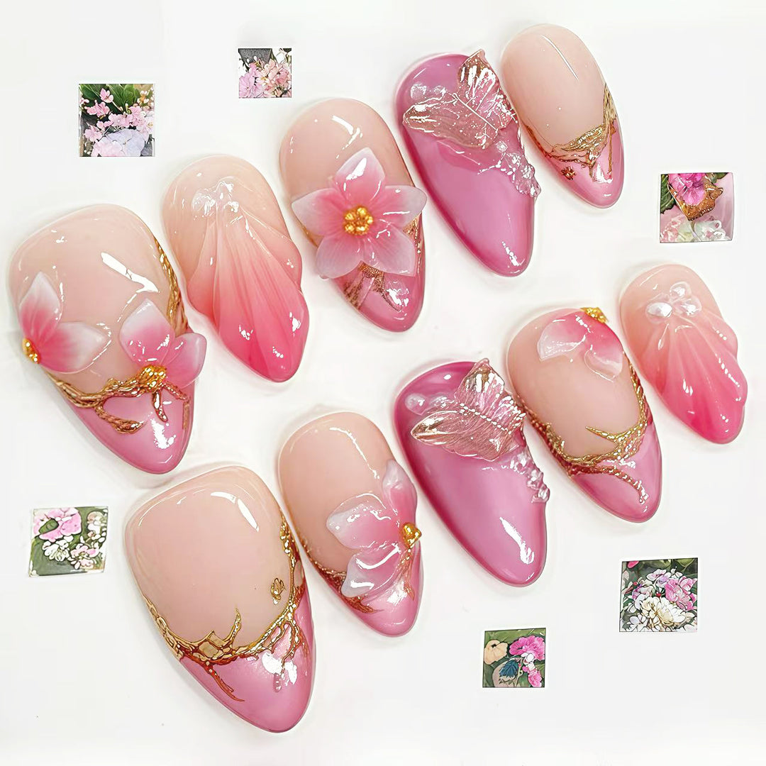 Floral Nail Art Press-On Set