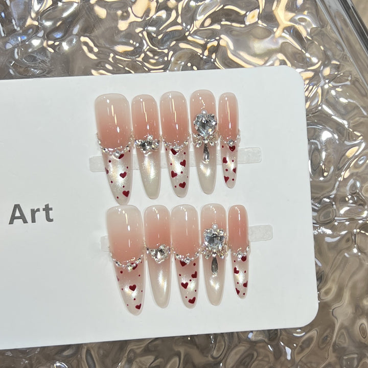 Herz-Themen Dekorative Press-On Nagelset