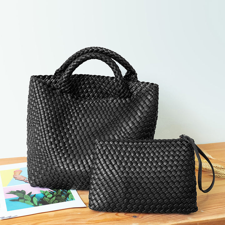 Elegante Geflochtene Handtasche mit Abnehmbarer Clutch Karnz