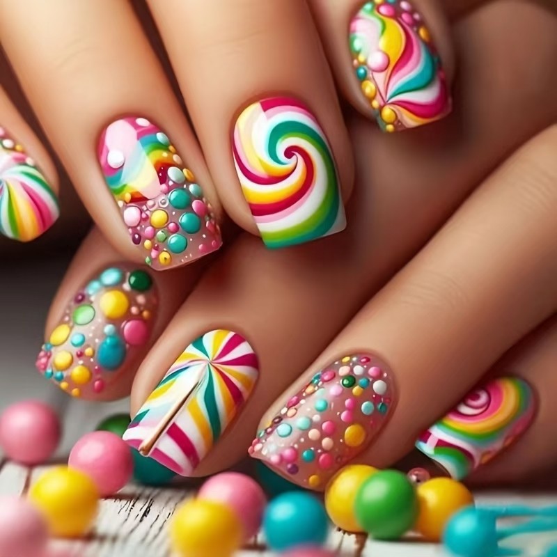 Künstlerisches Candy Swirl Nagelkunst-Set