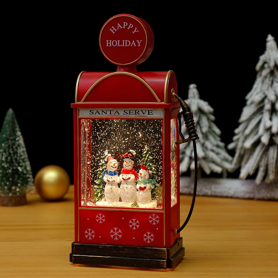 Beleuchtete Weihnachtslaterne mit Schnee- und Weihnachtsmotiv Karnz