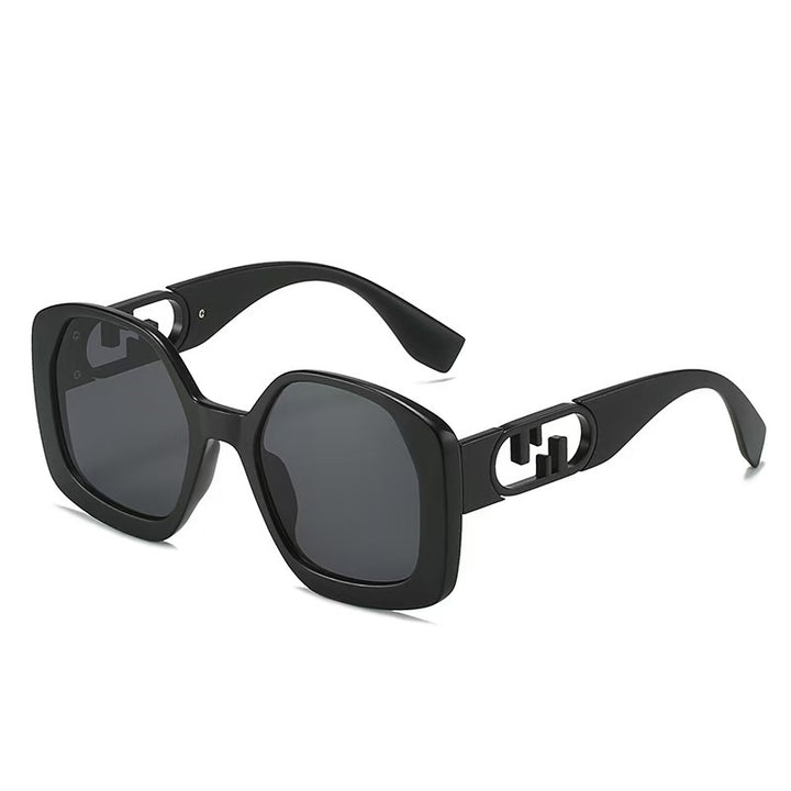 Damen oversized Sonnenbrille mit extravagantem geometrischen Rahmen und eleganten Akzenten Karnz