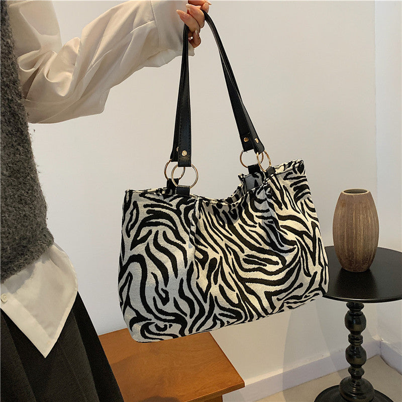 Stylische Zebra-Print-Canvas-Shopper-Tasche Karnz