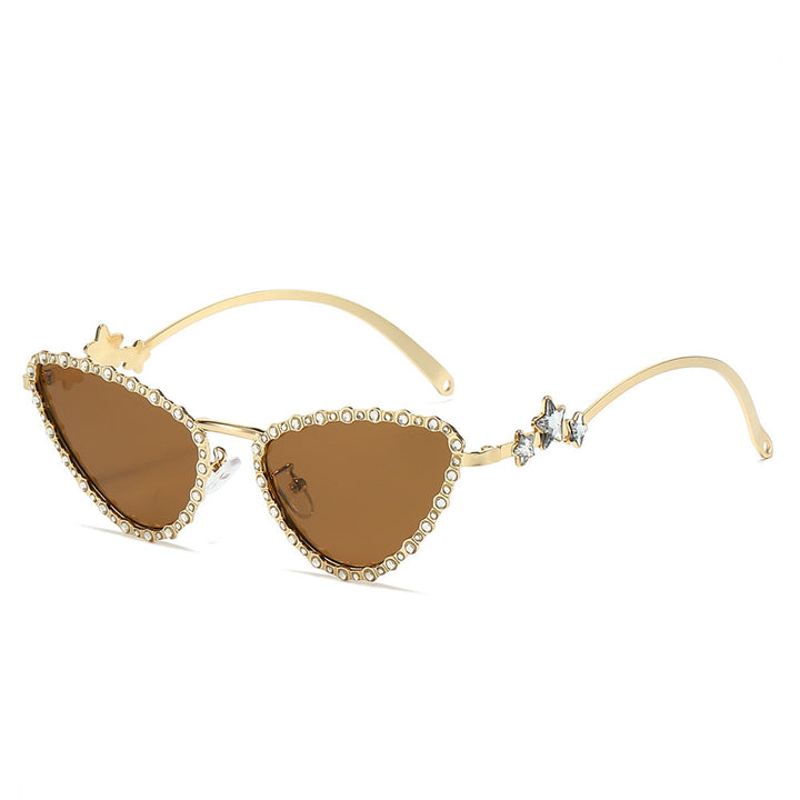 Glamouröse Cat-Eye-Sonnenbrille mit Kristallakzenten Karnz