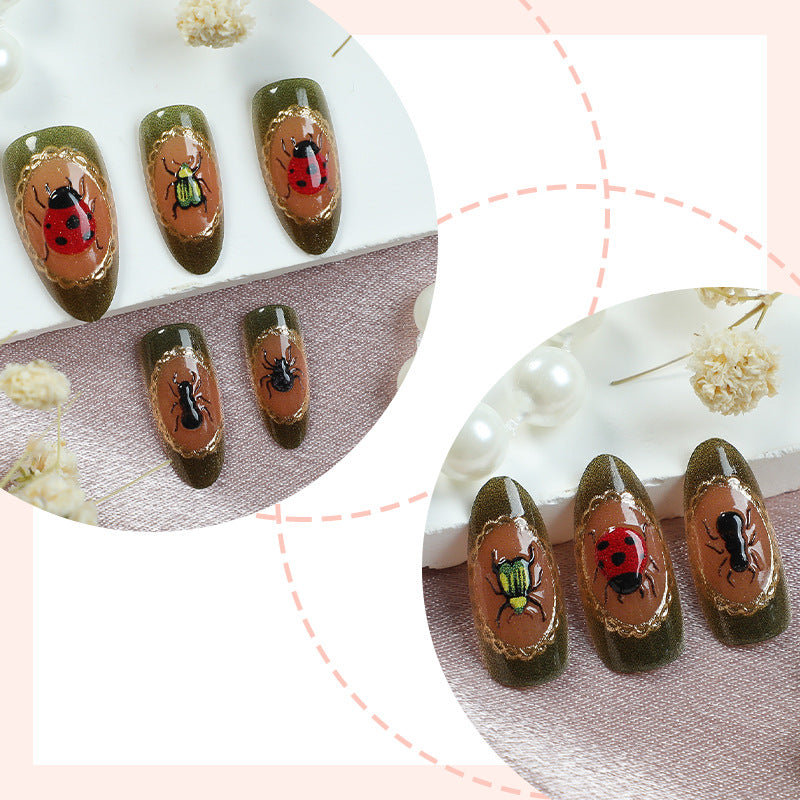 Künstlerisches Insekten-Themen Presse-On-Nail-Set Karnz