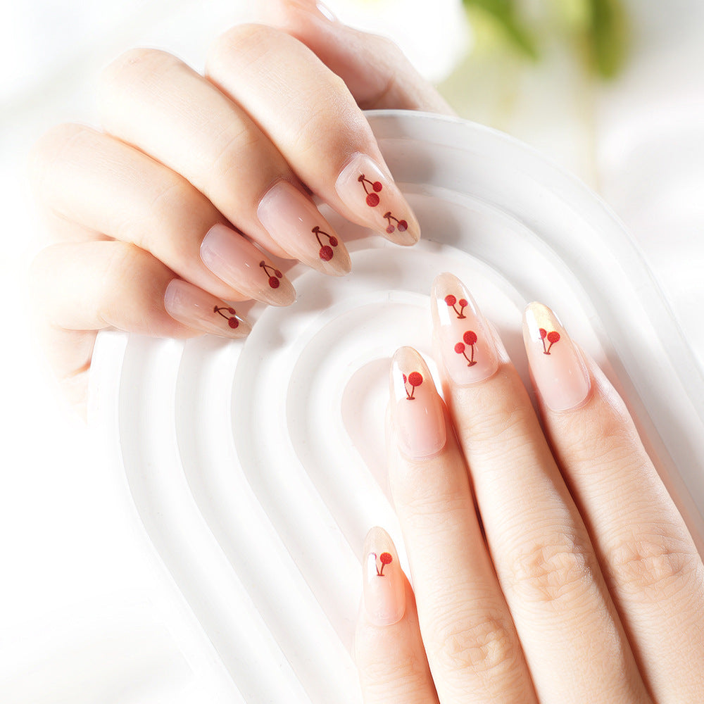 Künstlerisches Kirschblüten Press-On Nagelset Karnz