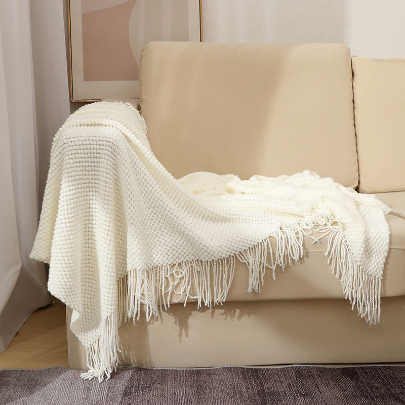 Dekorative Fransen Strickwurfdecke