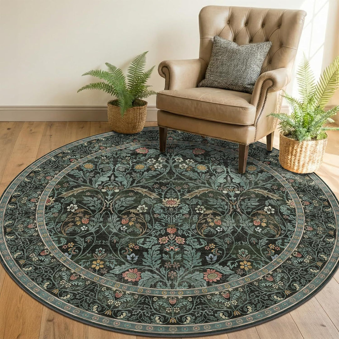 Blumenmuster runder Teppich