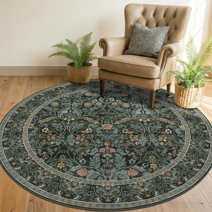 Blumenmuster runder Teppich