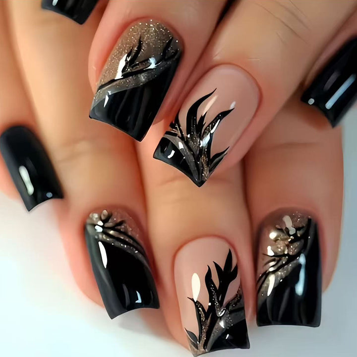 Dekoratives Glitzerstern-akzentuiertes Press-On-Nagelset Karnz