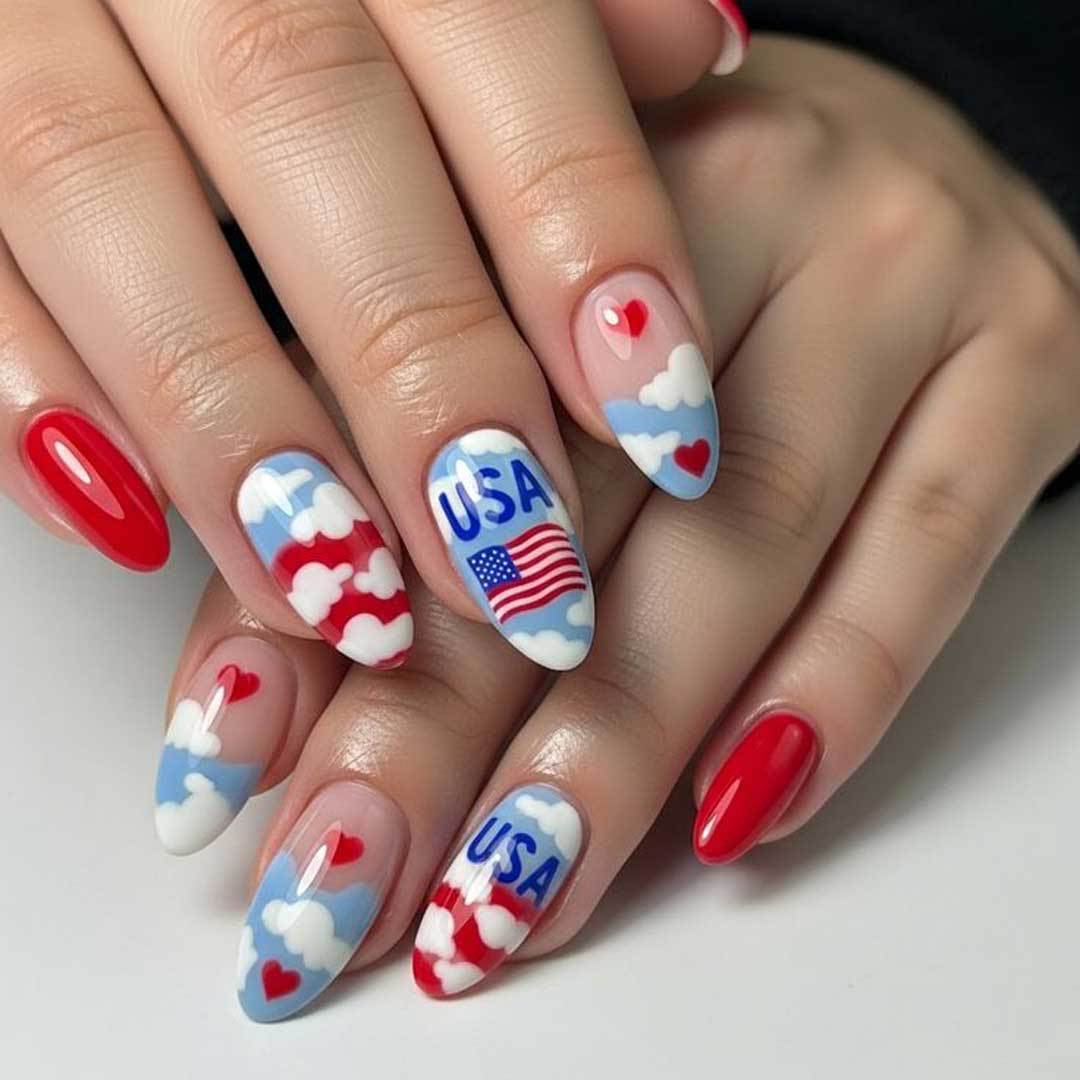 Patriotisches Wolken-Themen-Nagelkunst-Set