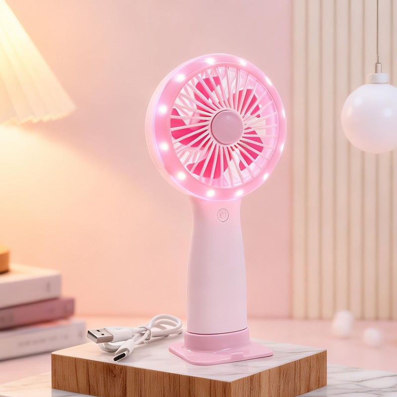 Damen Tragbarer Handventilator mit LED-Beleuchtung und USB-Ladefunktion Karnz