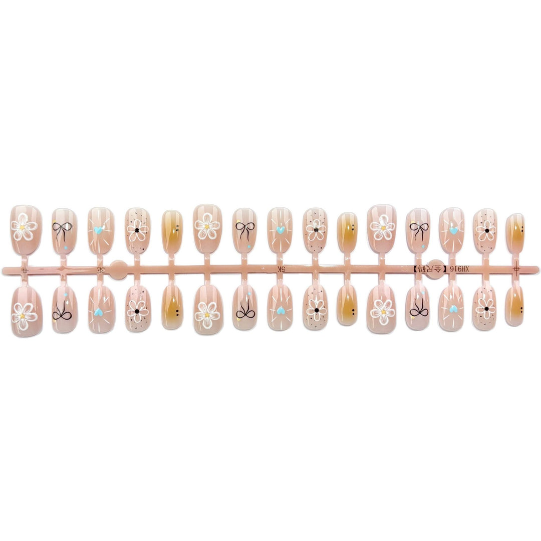 Künstlerisch gestaltetes Blüten-Design Press-On Nail Set