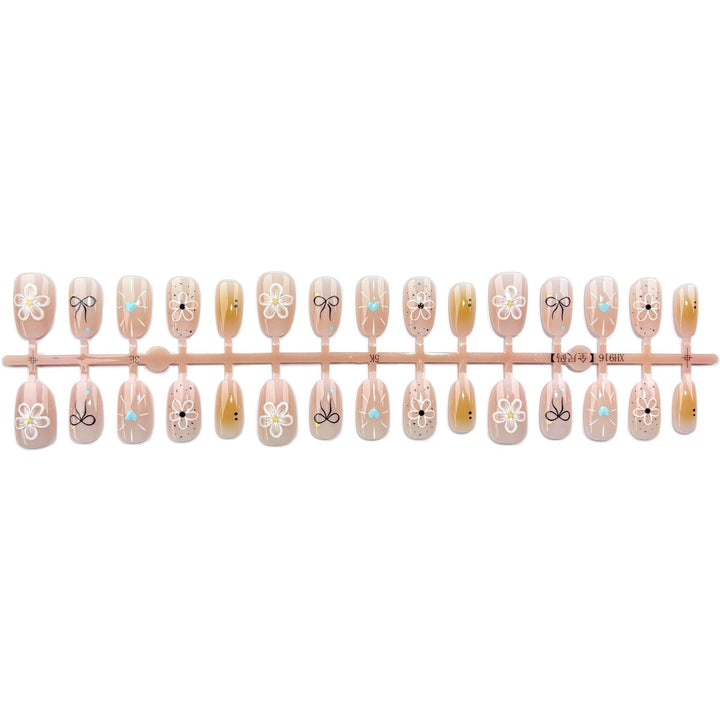 Künstlerisch gestaltetes Blüten-Design Press-On Nail Set