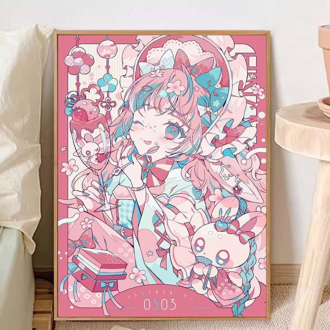 Verspielt Anime-inspirierten Leinwand Kunstdruck Karnz
