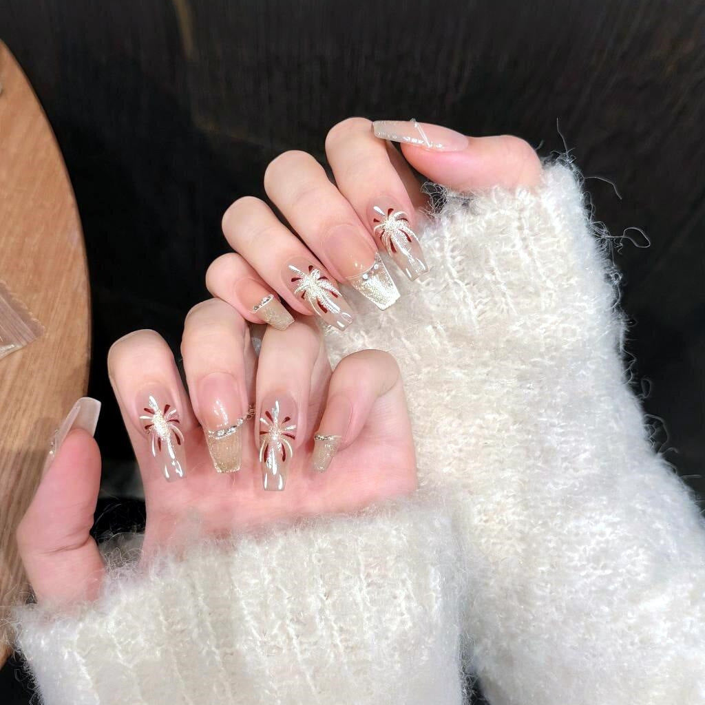 Elegantes florales Press-On-Nageldesign-Kit Karnz