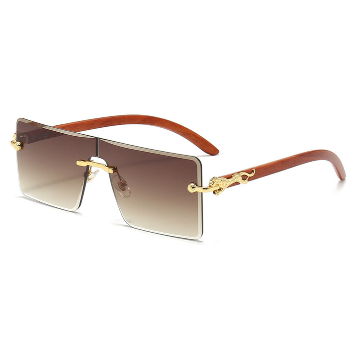 Damen oversized modische Sonnenbrille mit luxuriösen Holz- und Metallelementen Karnz