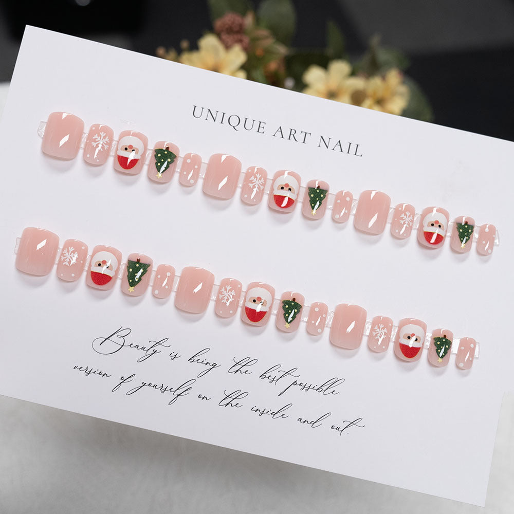 Festliche, Feiertags-Inspirierte Press-On Nagelkunst