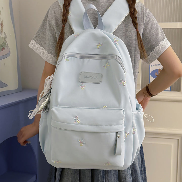 Bestickter Blumen-Detail Freizeit-Rucksack Karnz