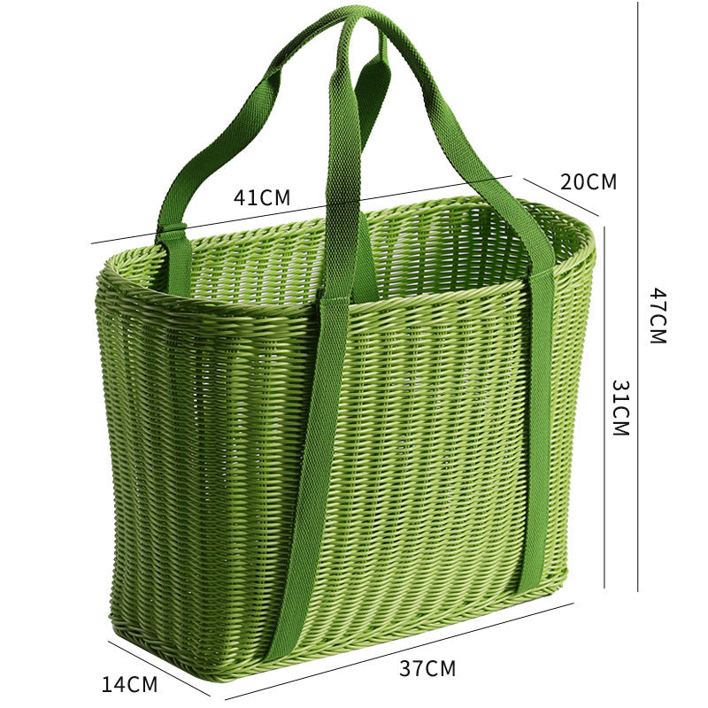 Unisex Robust geflochtener Einkaufskorb mit bequemen Stoffgriffen Karnz