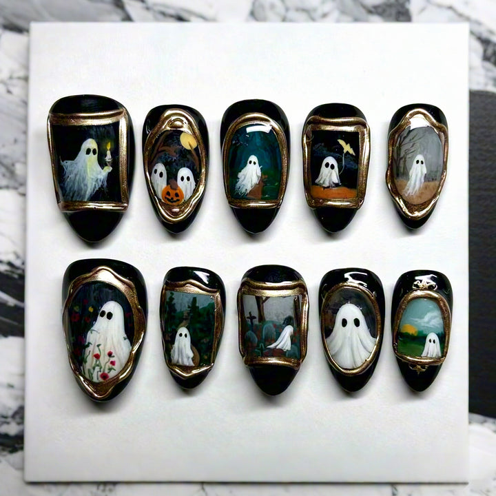 Spooky Halloween-Themen Press-On Nagelkunst Set