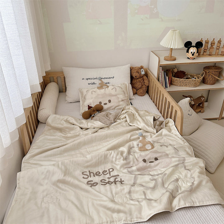 Wendbares Kinder-Bettwäscheset aus weicher Mikrofaser mit großem Teddybär‑Print und gesteppter Decke