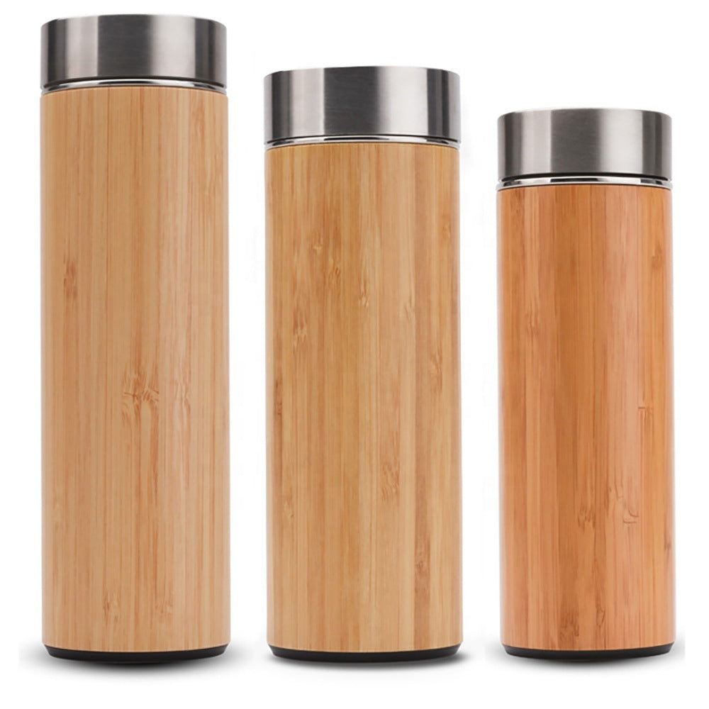 Damen elegante Isoliertrinkflasche aus Bambus mit doppelter Wandung Karnz