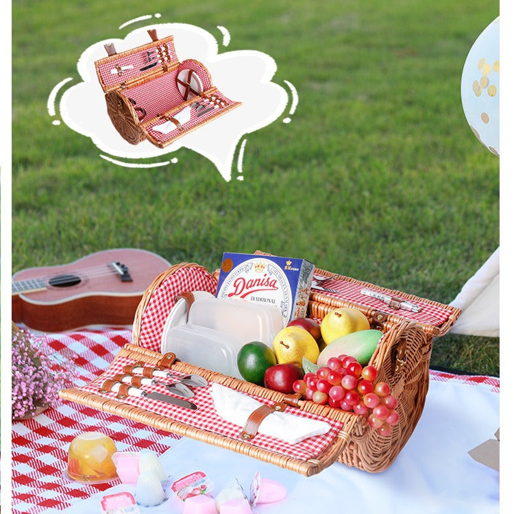 Damen Korb für romantische Picknick-Ausflüge mit hochwertigem Geschirr Karnz