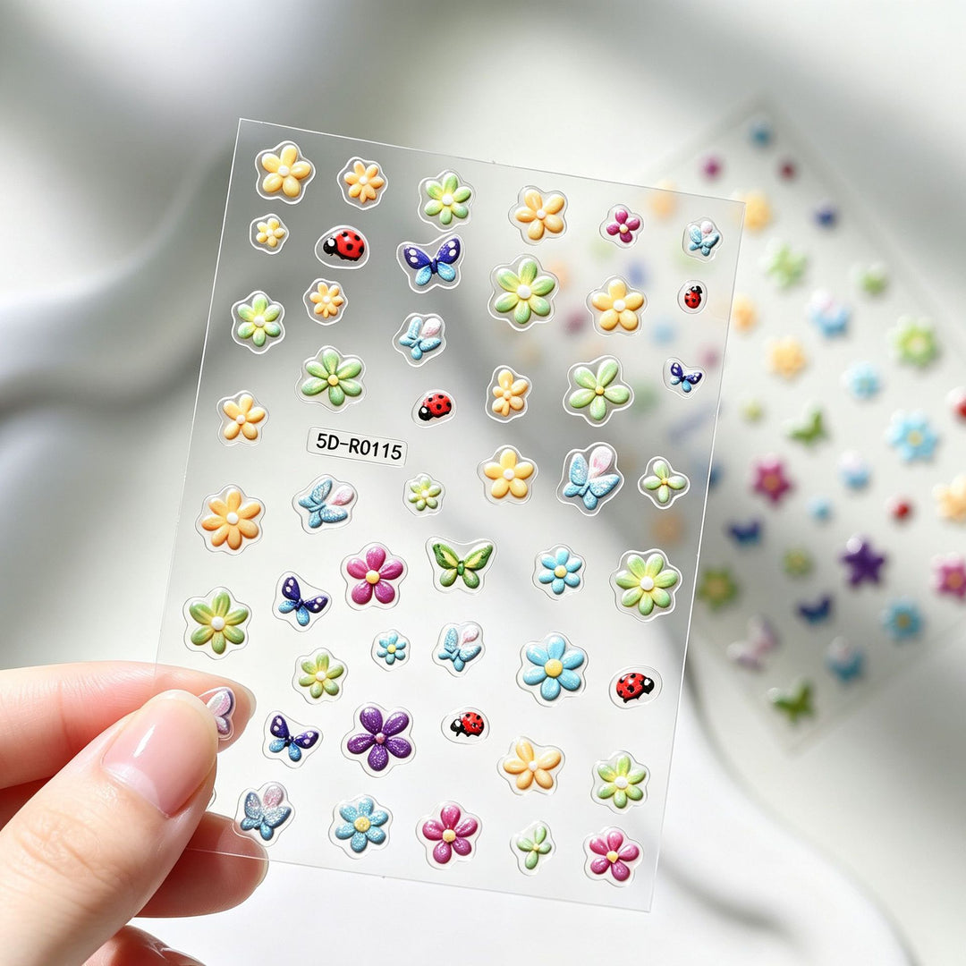 Dekorative 3D Blüten- und Schmetterling-Nagelkunst Charms