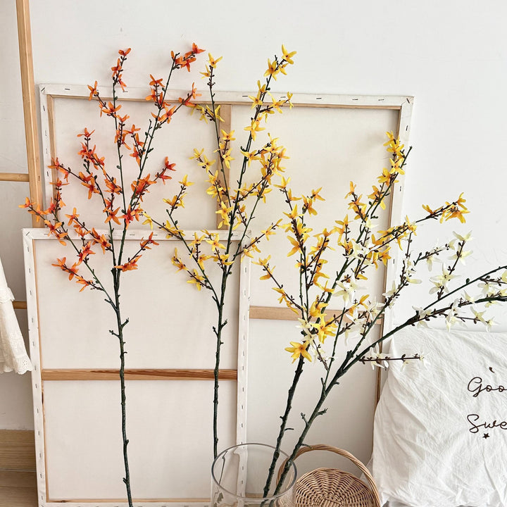 Kunstblütenzweig mit detailreichen Gelben Blüten Karnz