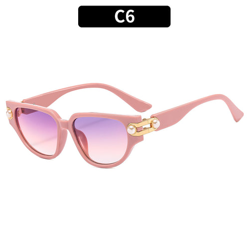 Statement Cat-Eye Sonnenbrille mit dekorativen Perlen