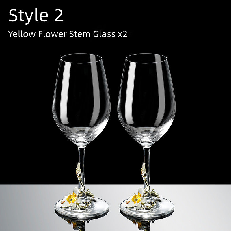 Metallic Flower Crystal Weingläser mit Dekanter Koffer Set | Karnz