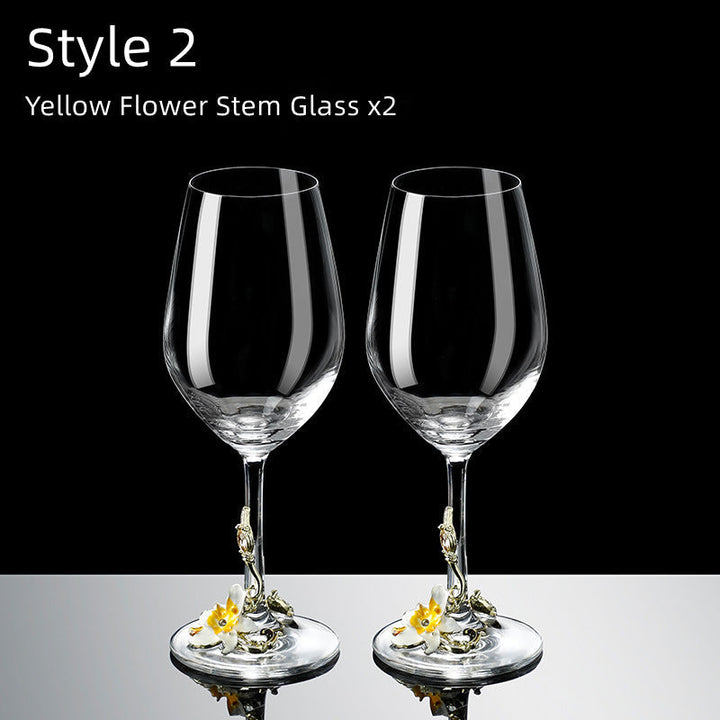 Metallic Flower Crystal Weingläser mit Dekanter Koffer Set | Karnz