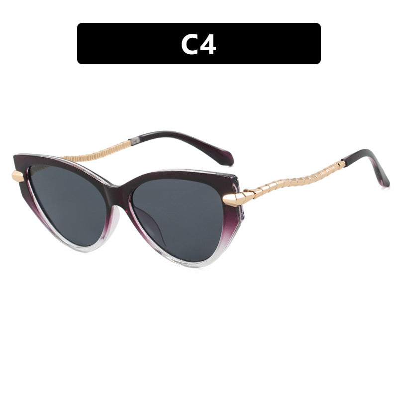 Damen Cat-Eye Sonnenbrille mit elegantem Metallrahmen und modischen Akzenten Karnz