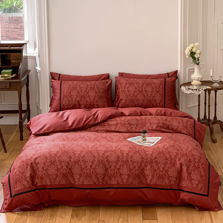 Luxus Baumwoll-Satin Blumen Bettdeckenbezug Set mit Aquarell Blumenmotiven, kontrastierendem Kastenrand & versteckten Eckenbindern