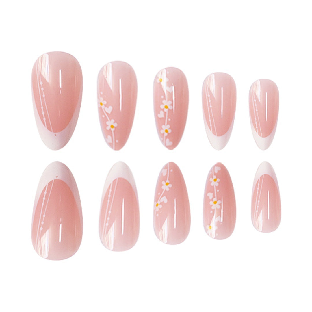 Künstlerisches florales Farbverlauf Press-On Nagelset Karnz