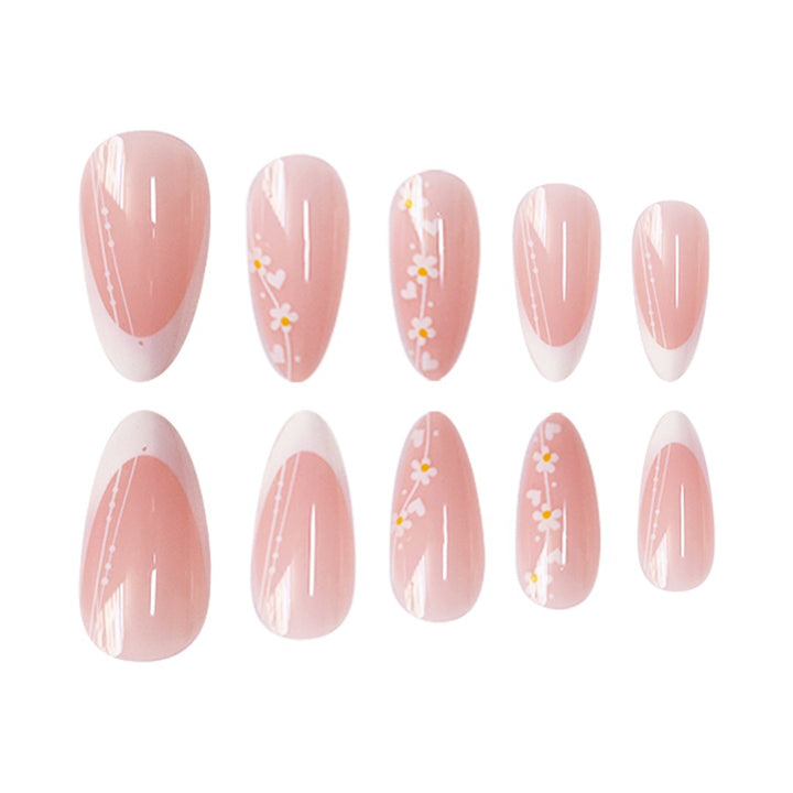 Künstlerisches florales Farbverlauf Press-On Nagelset Karnz