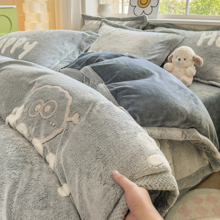 Cartoon Tier Plüsch Comforter Set