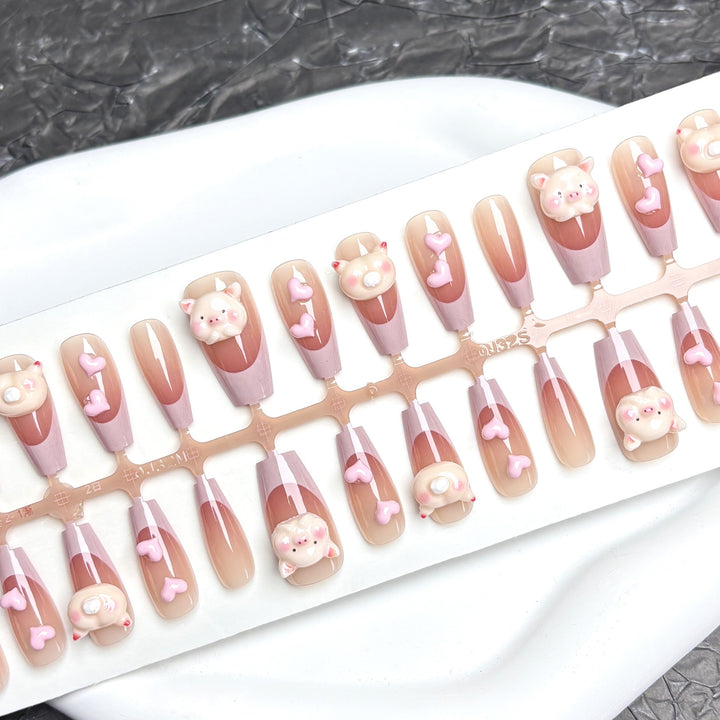 Charmantes Tier-Motiv Press-On Nagelset