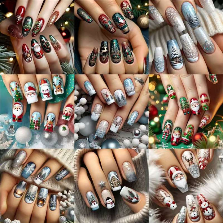 Festliches Feiertags-Themen Press-On Nail Art Set Karnz
