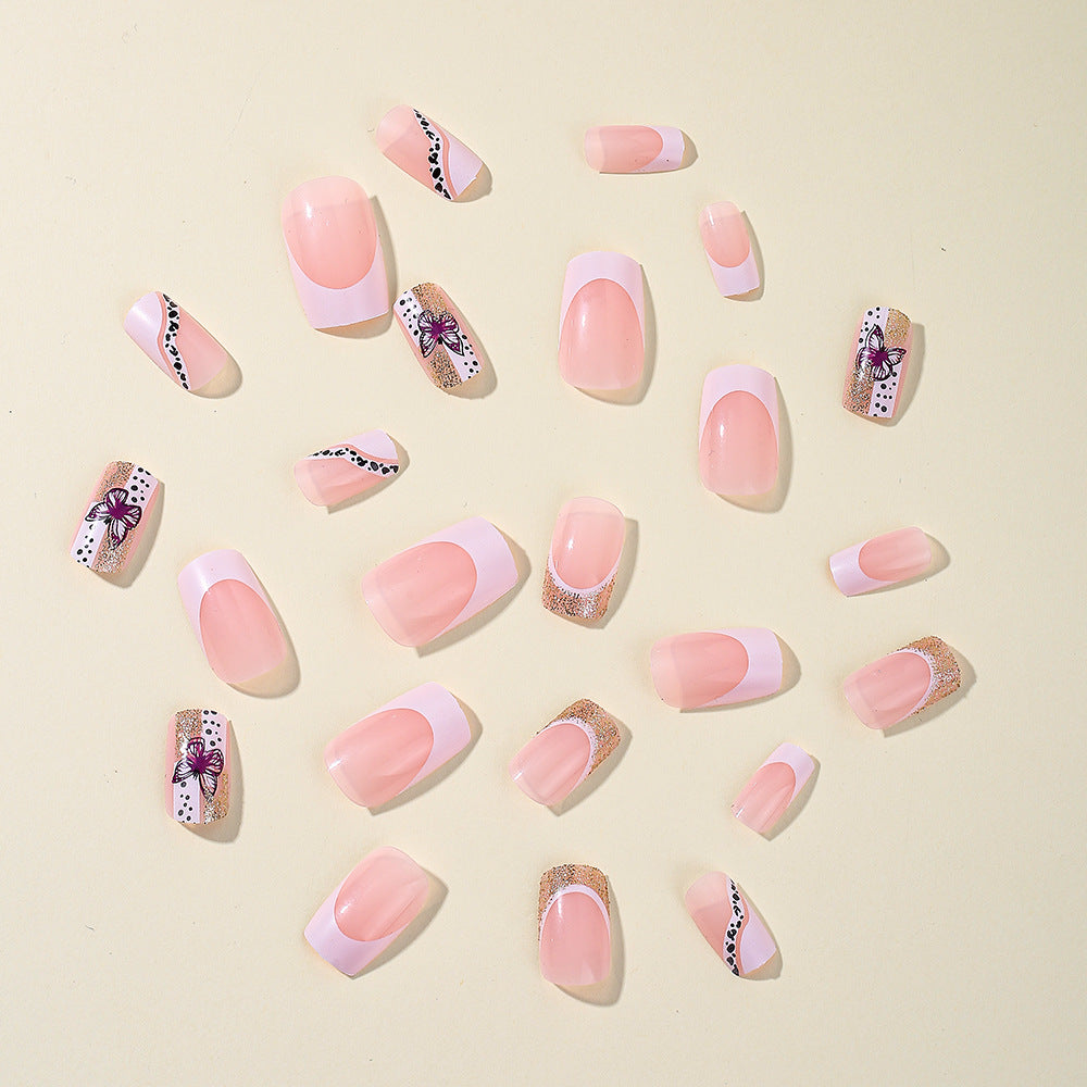 Elegante Florale Glitzer Acryl Nagelverlängerungen Karnz