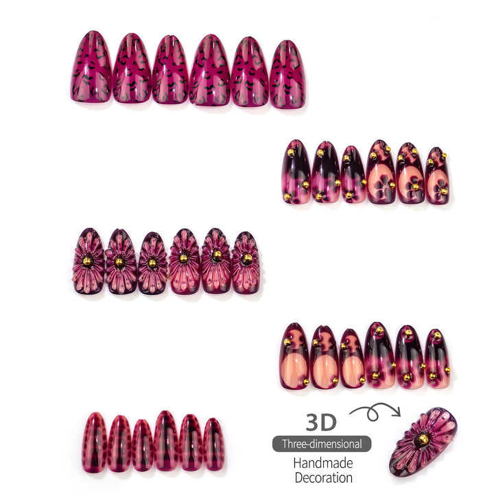 Dekoratives Press-On Nagelset mit künstlerischem Design