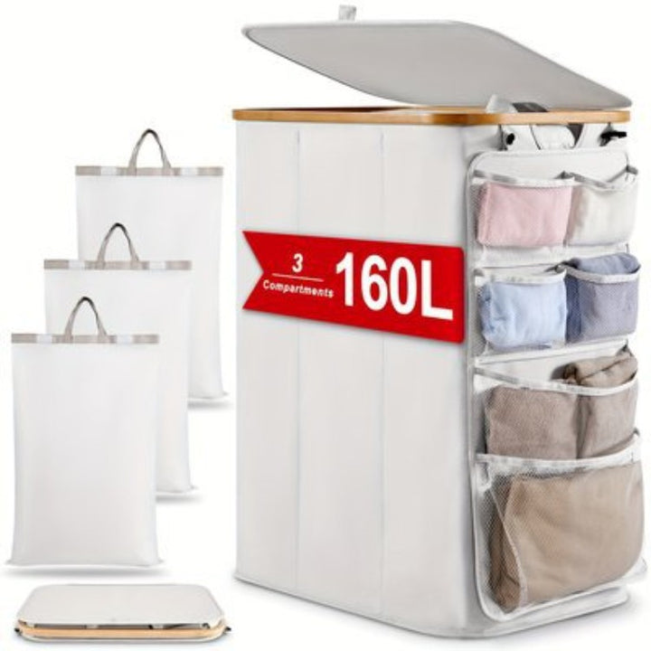 Multifunktionale Wäscheaufbewahrungsbox mit Bambusdeckel Karnz